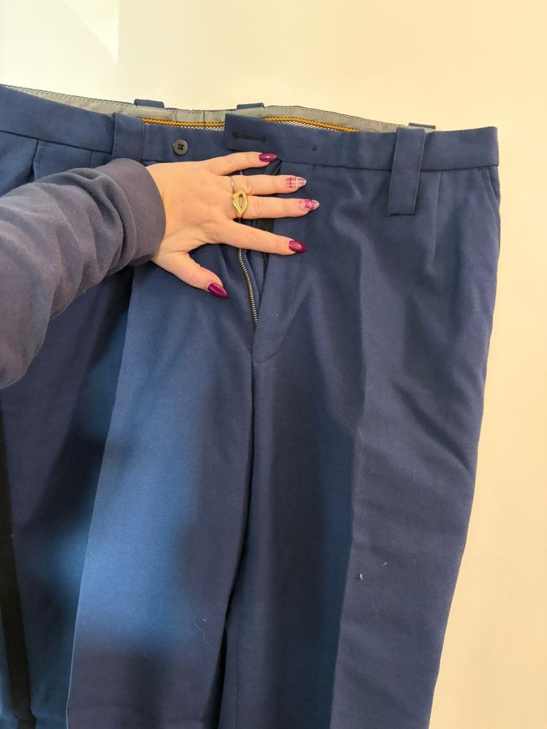 donker blauwe pantalon met steep interdance, Ophalen, Zo goed als nieuw, Blauw