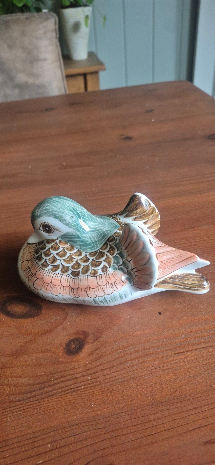 Decoratieve porseleinen eend - Handgeschilderd, Antiek en Kunst, Antiek | Porselein, Ophalen of Verzenden