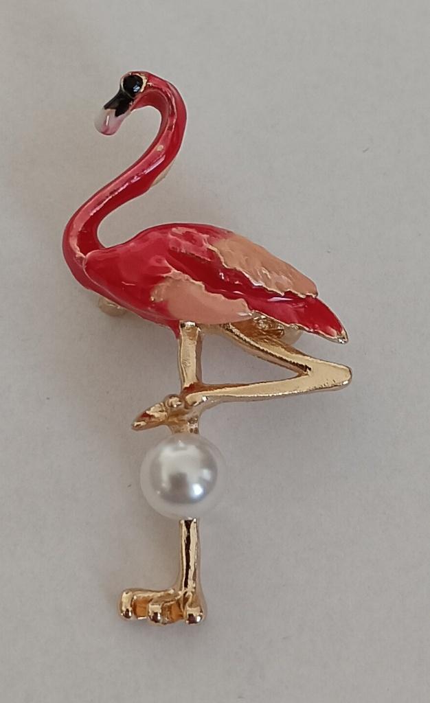 Flamingo broche, Overige materialen, 4 tot 7 cm, Overige kleuren, Nieuw