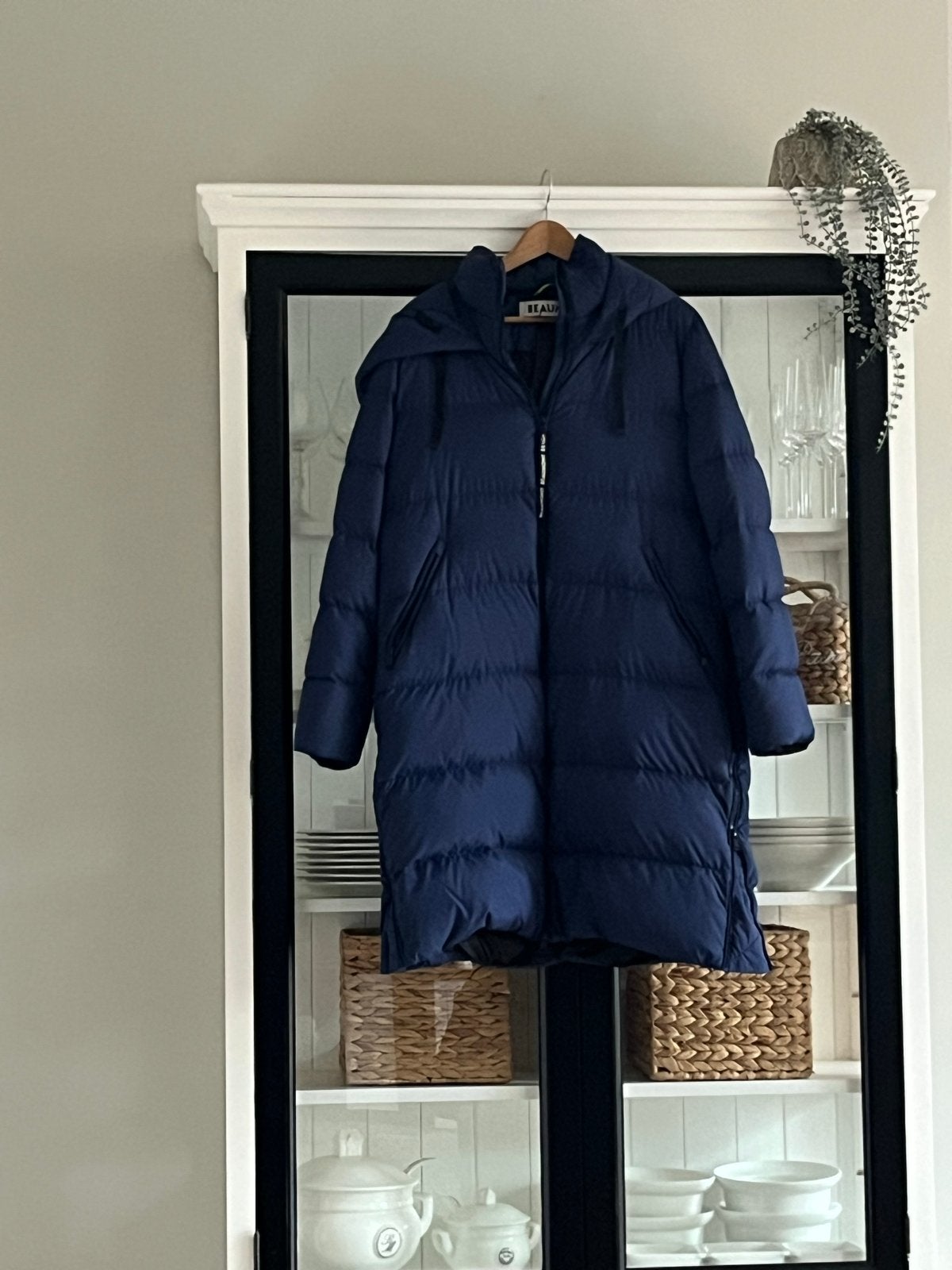 Beaumont lange blauwe puffer jas - Maat 42, Ophalen of Verzenden, Zo goed als nieuw, Maat 42/44 (L), Blauw