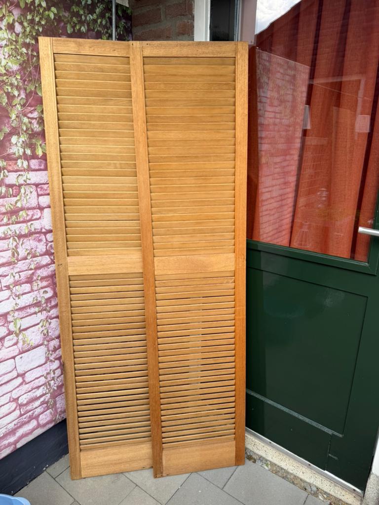 4X ZGAN Onbehandelde Hardhouten Louvre Luiken (172/41cm), Huis en Inrichting, Woonaccessoires | Overige, Ophalen, Zo goed als nieuw
