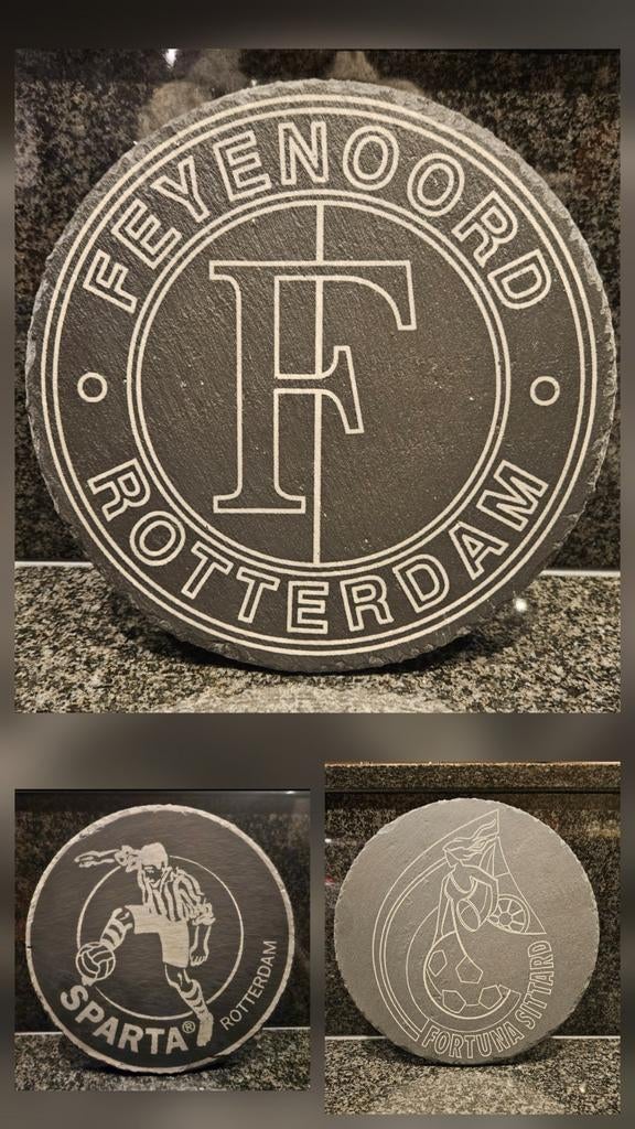 Leisteen 30cm rond voetbal logo, Ophalen of Verzenden