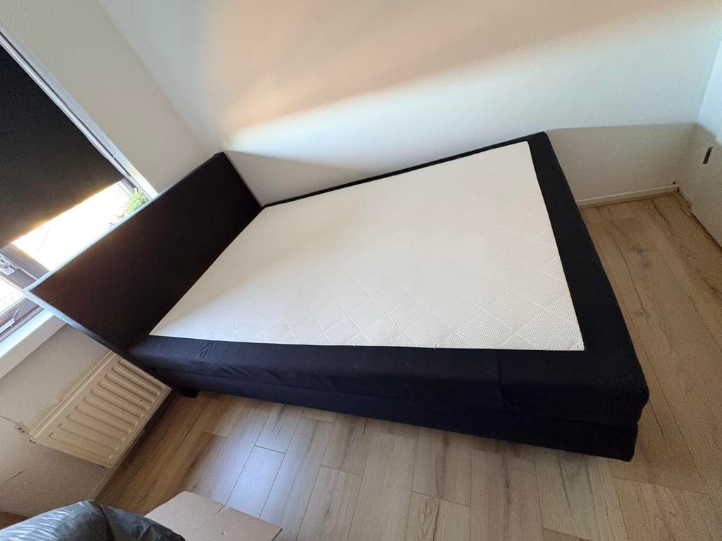 Boxspring 200x140 Donkerblauw, Ophalen, Zo goed als nieuw, Tweepersoons