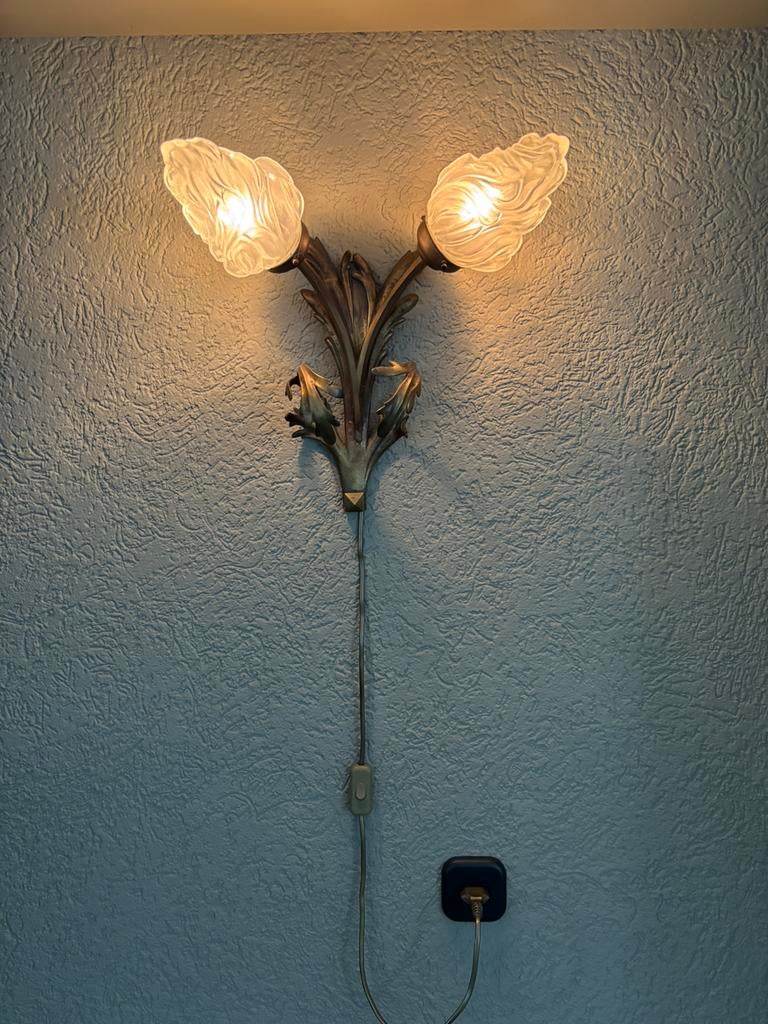 Wandlamp fakkel brons, Huis en Inrichting, Ophalen of Verzenden, Zo goed als nieuw