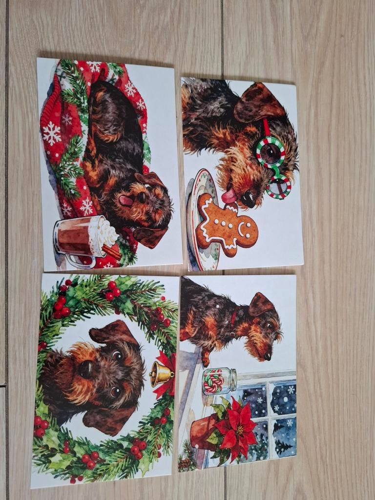 Kerstkaarten met teckels, Ophalen of Verzenden, Nieuw, Kerst