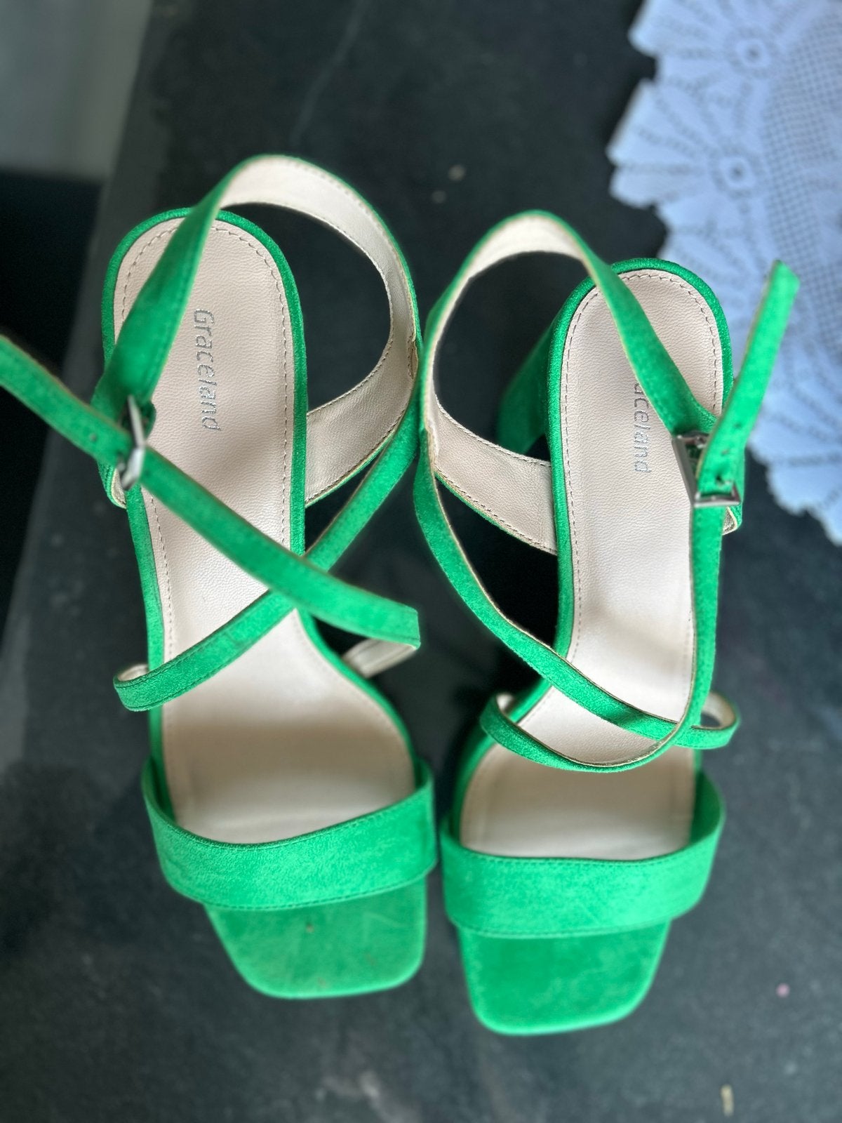 Groene Graceland Sandalen met Hak - Maat 41, Kleding | Dames, Ophalen of Verzenden, Zo goed als nieuw, Groen, Sandalen of Muiltjes