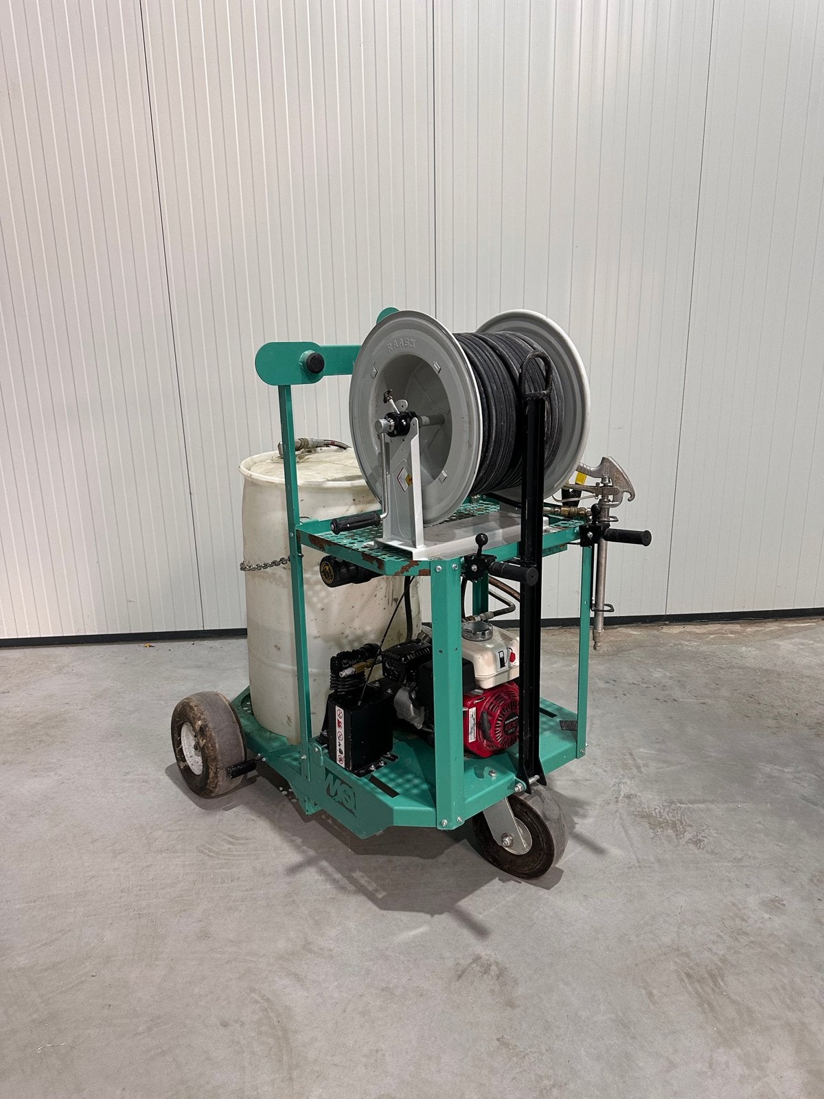 Industriële vloeistofspuit met 50m slang en compressor, Ophalen