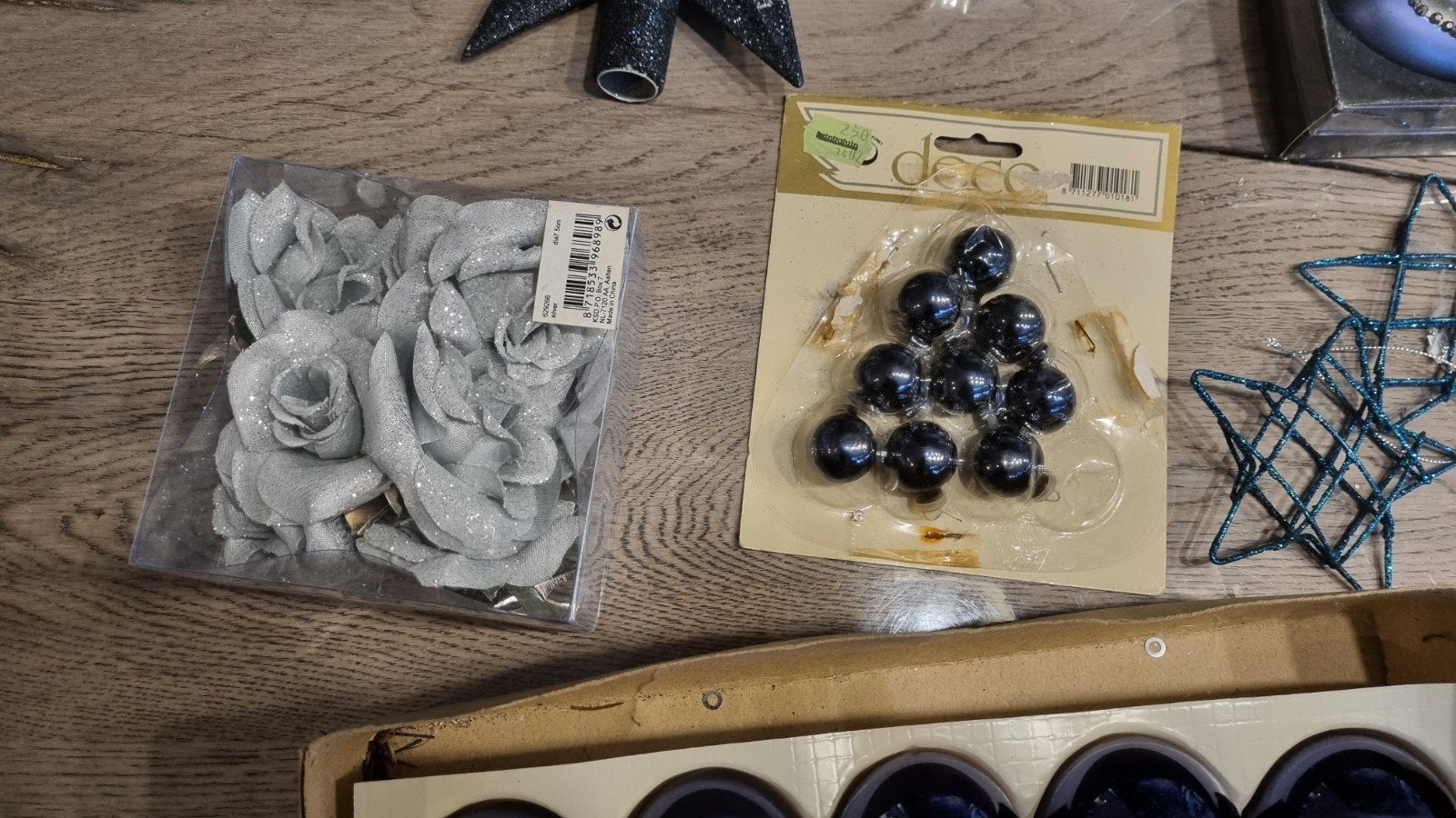 Kerstversiering blauw en snoer, Ophalen of Verzenden, Gebruikt