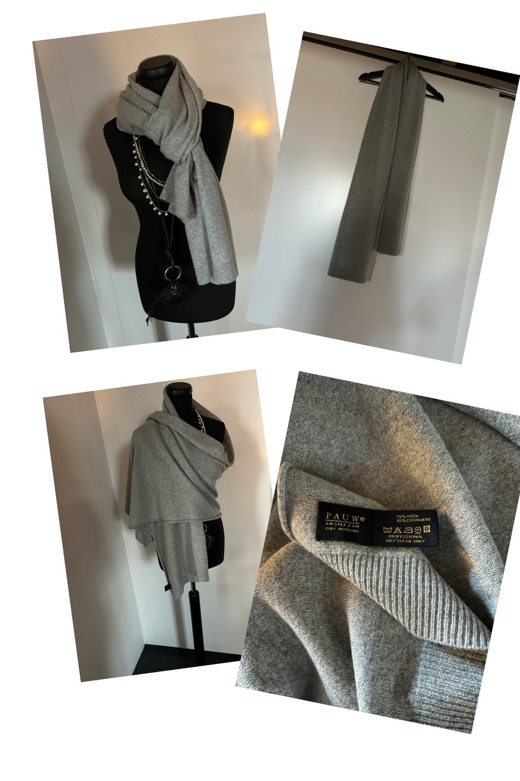 Pauw super gave sjaal grijs plus minus 212x58 cm NIEUW, Pauw, Ophalen of Verzenden, Nieuw, Sjaal