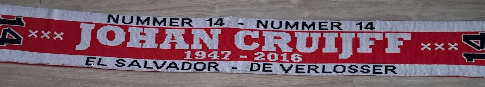 Johan Cruijff sjaal - Nummer 14 - Ajax, Ophalen of Verzenden, Zo goed als nieuw, Ajax, Vaantje of Sjaal