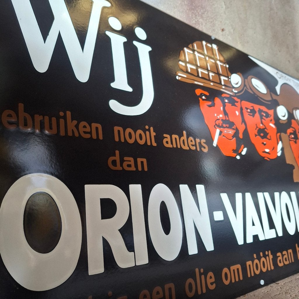 Orion Valvoline - Groot emaille reclamebord, Ophalen of Verzenden