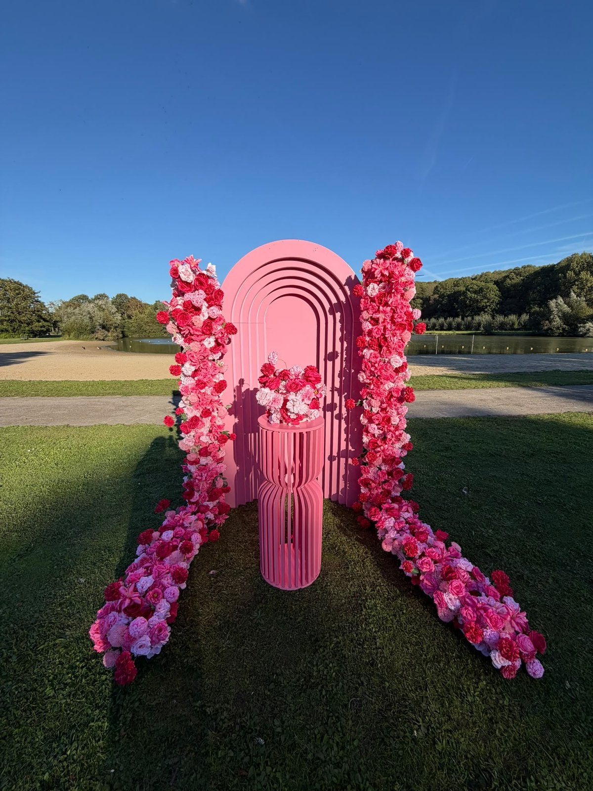 Roze Backdrop te huur, Ophalen of Verzenden, Zo goed als nieuw, Geboorte of Huwelijk