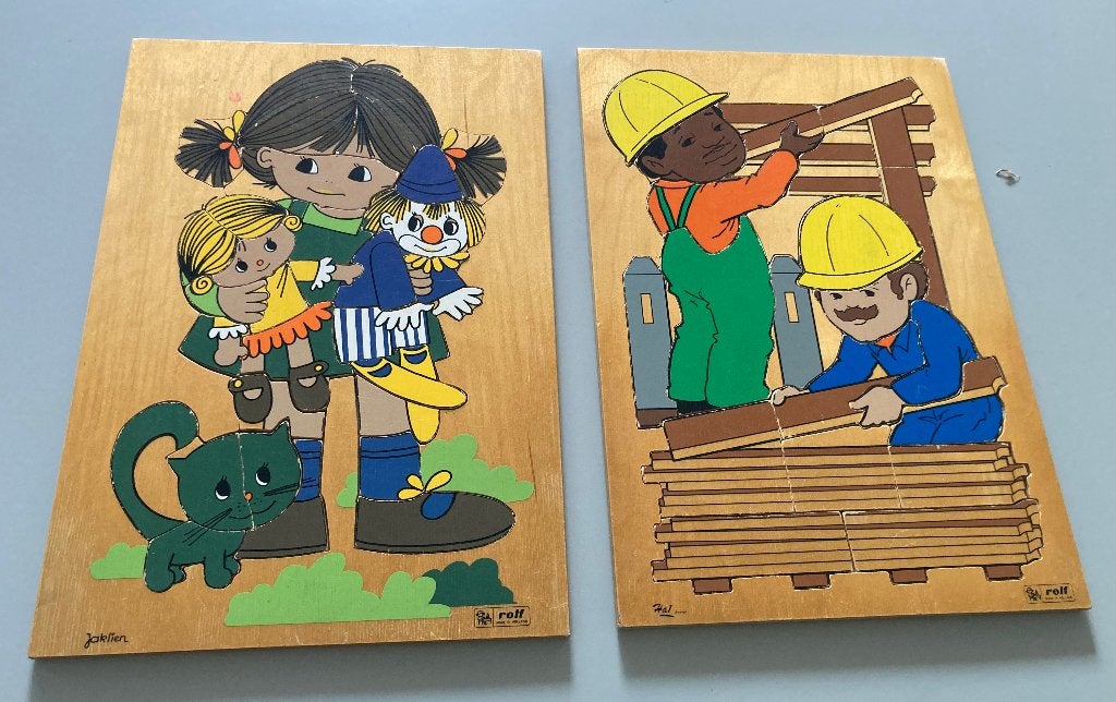 Orginele houten legpuzzels merk Rolf, Kinderen en Baby's, Speelgoed | Kinderpuzzels, Gebruikt, Ophalen of Verzenden, Van hout