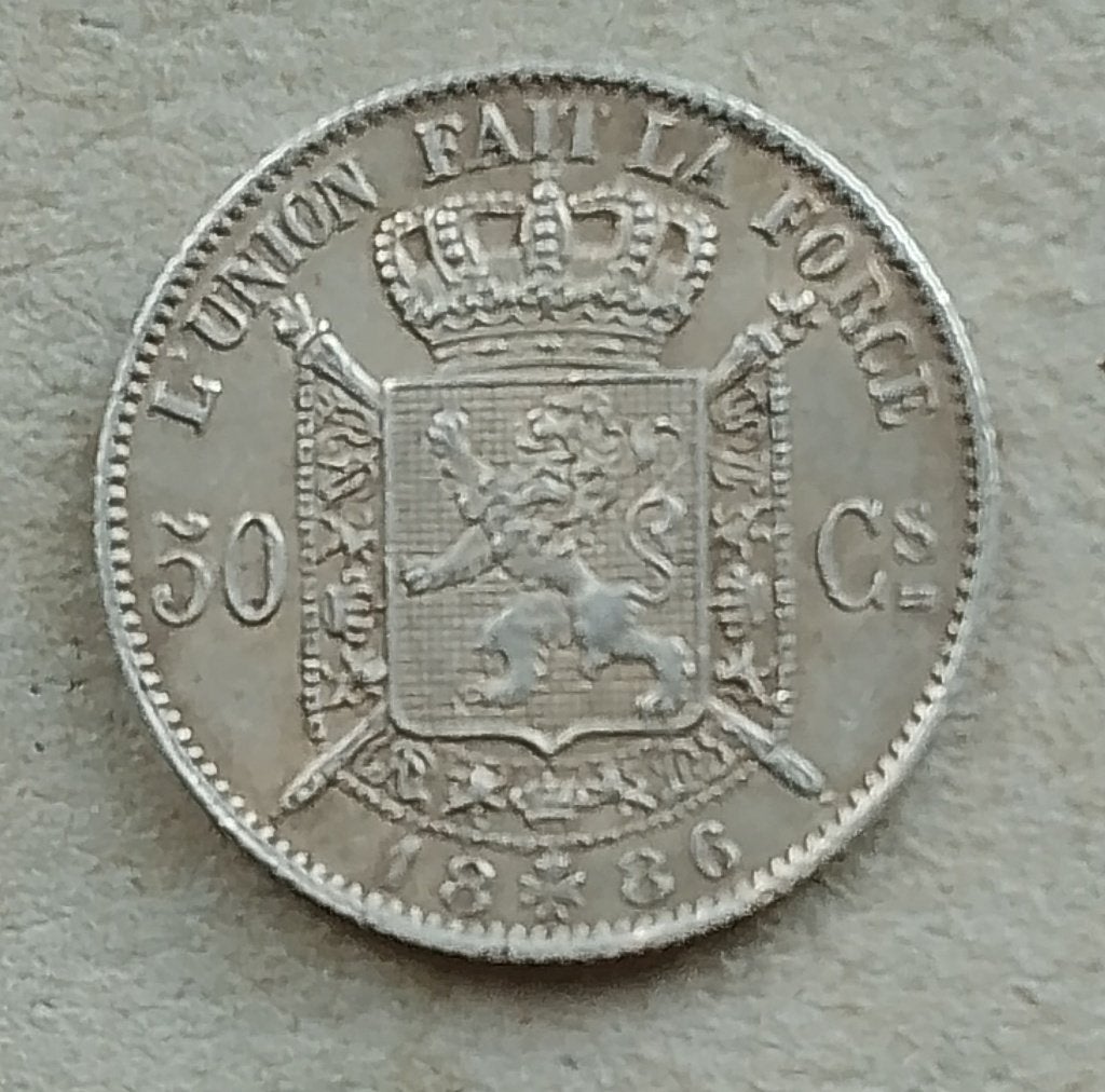 België, 50 centimes 1886 (Fr), Ophalen of Verzenden, België, Losse munt, Zilver