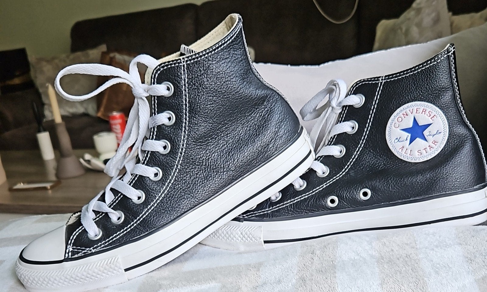 Converse Chuck Taylor All Star Hi Leather Echt Leer Maat 38, Ophalen of Verzenden, Zo goed als nieuw, Zwart, Sneakers of Gympen