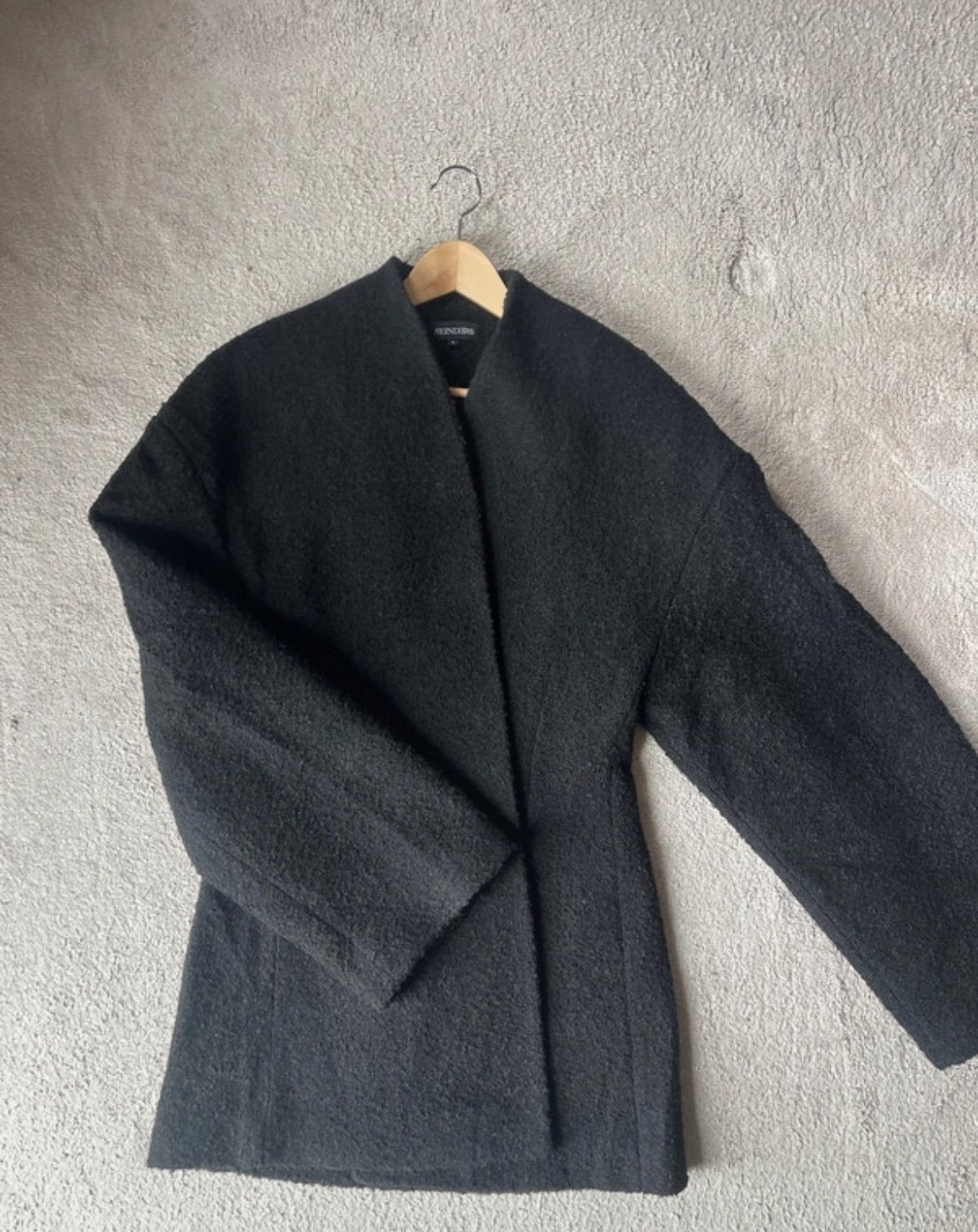 Reinders Zwart Bouclé Jas Maat S, Kleding | Dames, Ophalen of Verzenden, Zo goed als nieuw, Maat 36 (S), Zwart