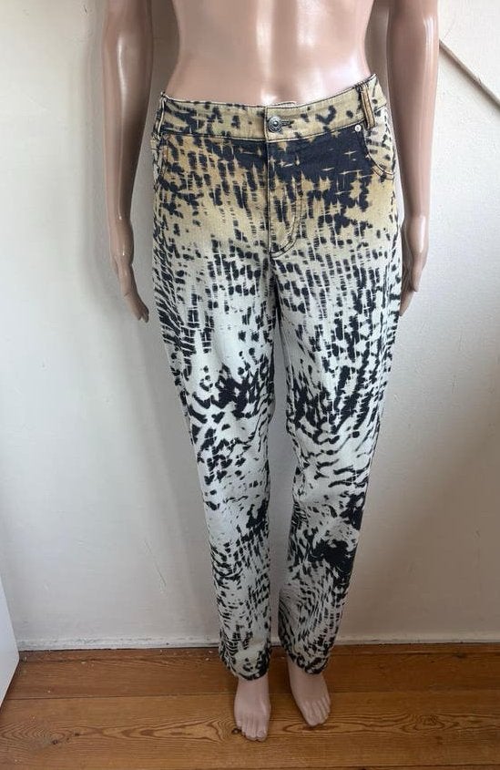 Oui Odile! Broek maat 42 crème zwart wit bruin print, Meerkleurig, Maat 42/44 (L), Ophalen of Verzenden, Zo goed als nieuw