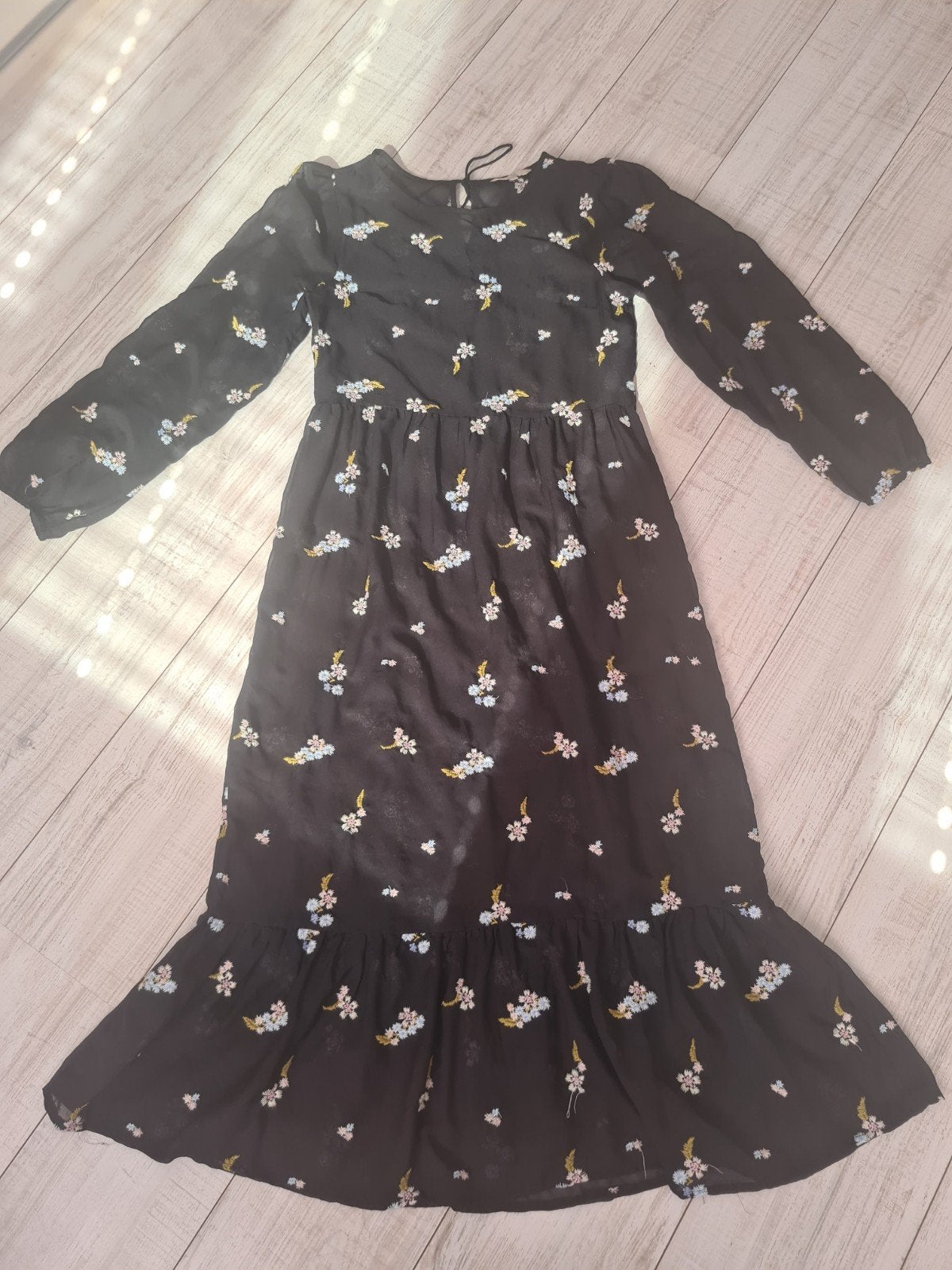 Prachtige zwarte geborduurde jurk maxi dress van Ckh mt 36, Zwart, Ophalen of Verzenden, Zo goed als nieuw, Clockhouse