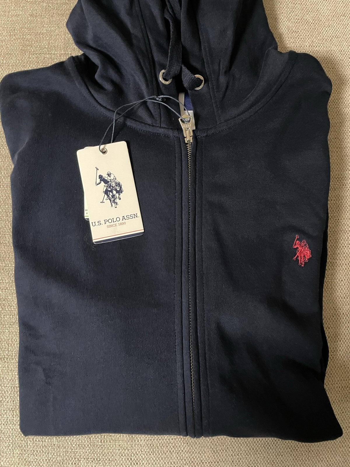 U.S. Polo Assn. marineblauwe zip hoodie XXL met rood logo, Ophalen of Verzenden, Nieuw, Overige maten, Blauw