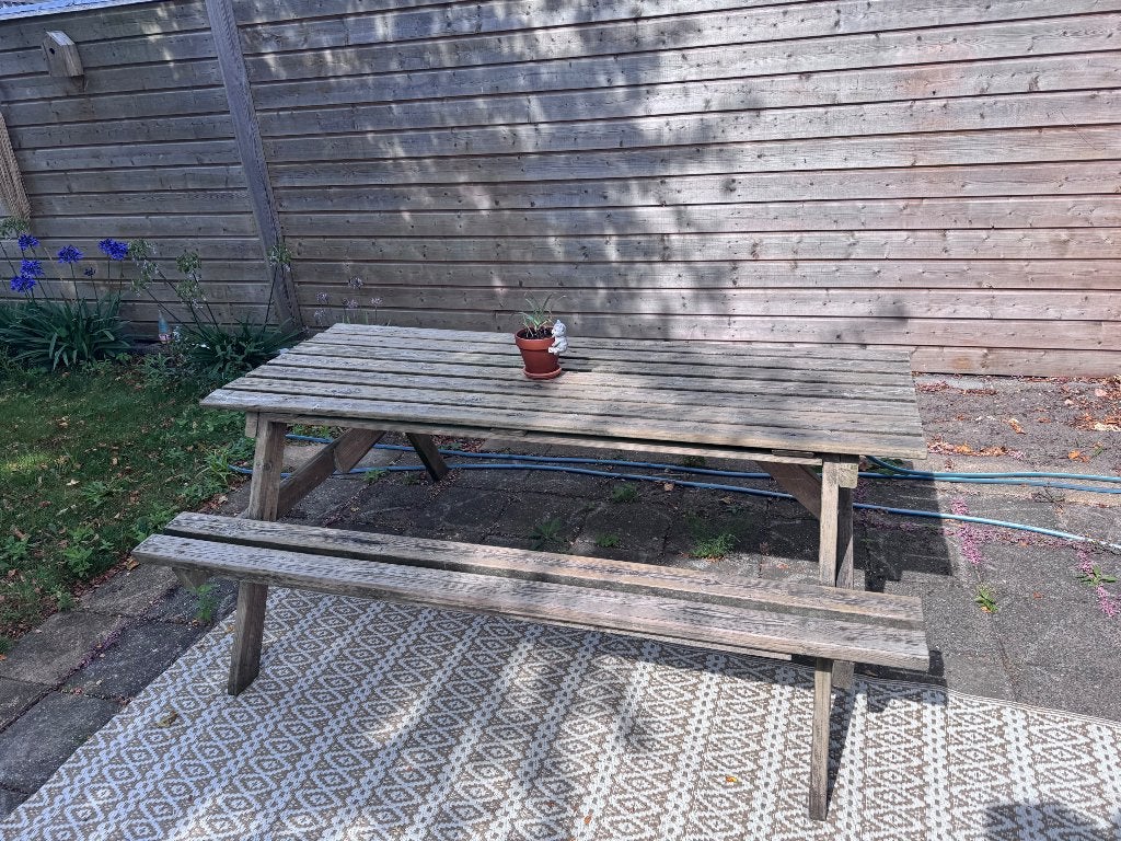 Picknicktafel, Tuin en Terras, Picknicktafels, Ophalen, Gebruikt, Rechthoekig, Hout