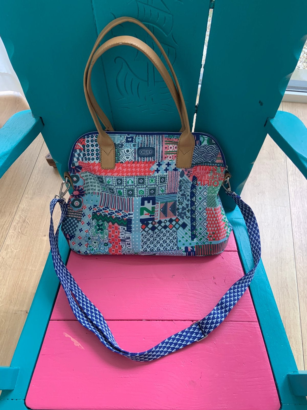 Kleurrijke oilily tas handtas + schouderband schoudertas, Sieraden, Tassen en Uiterlijk, Tassen | Schoudertassen, Ophalen of Verzenden