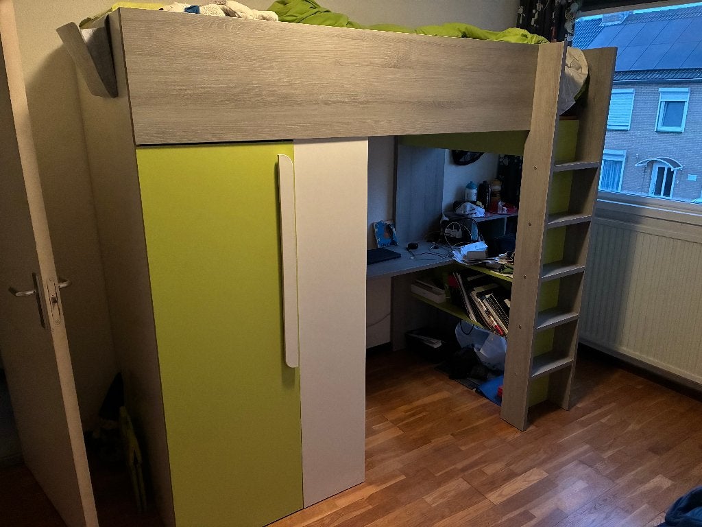 Hoogslaper met kledingkast en bureau, Kinderen en Baby's, Ophalen, Zo goed als nieuw, Hoogslaper