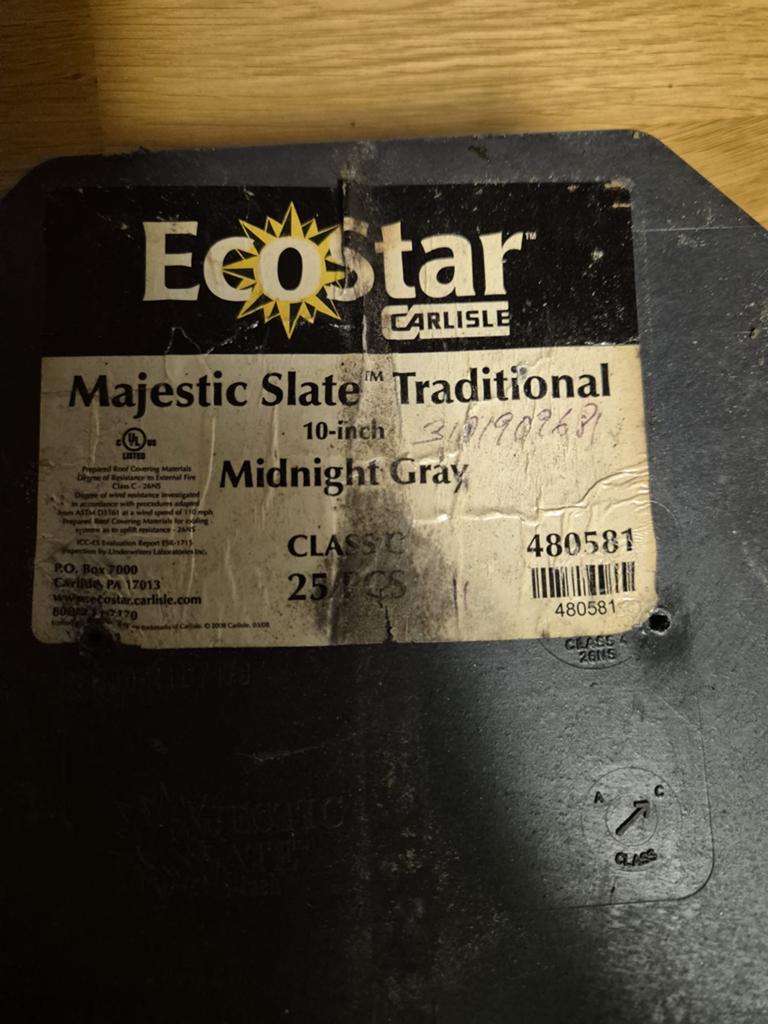 Dakleien Majestic Slate Traditional 10-inch Midnight Gray, Ophalen, Overige materialen, Gebruikt, 15 m² of meer