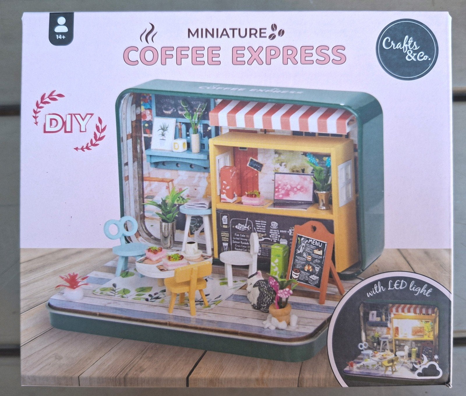 DIY Miniatuur Coffee Express met LED-licht, Overige thema's, Nieuw, Meerkleurig, Ophalen of Verzenden