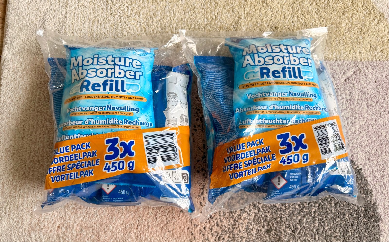 2x 3-pak Vochtvreter Korrels (450g per pak), Ophalen, Nieuw