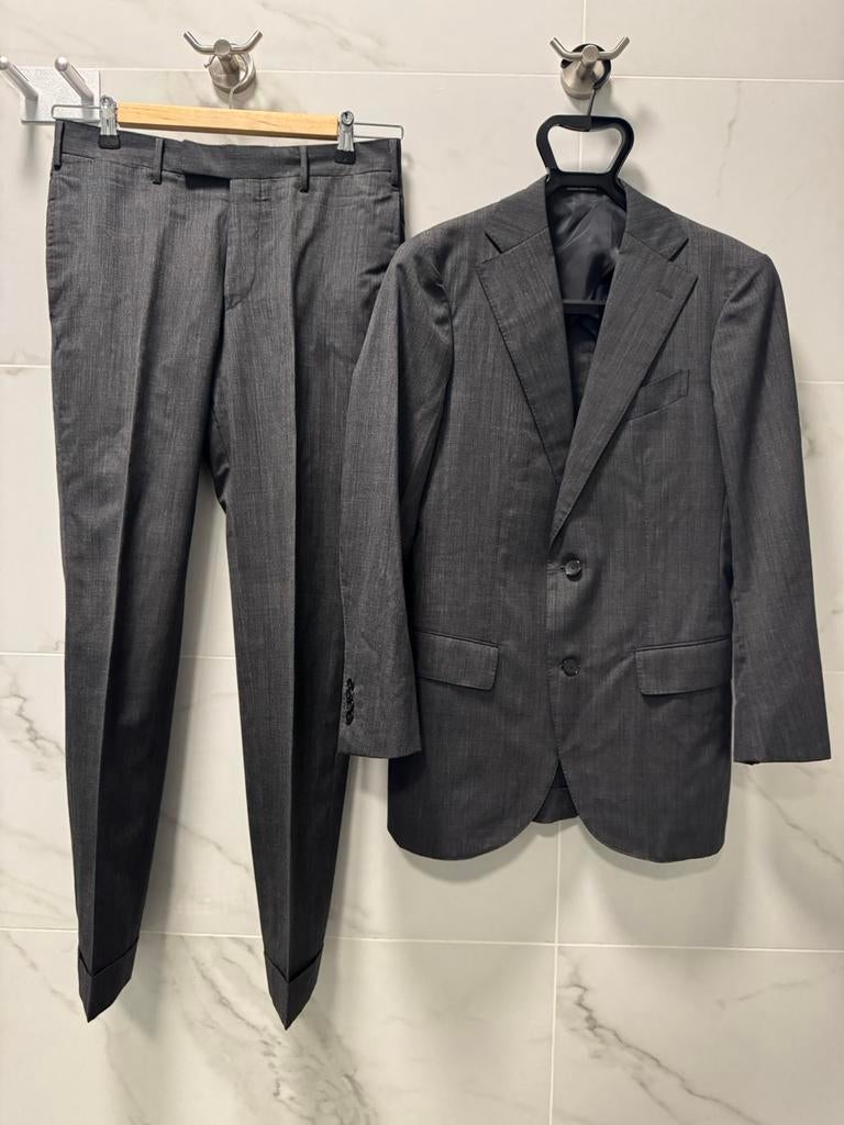 Takizawa Shigeru Suit 44 – Holland & Sherry Fabric – Grey, Ophalen of Verzenden, Zo goed als nieuw, Maat 46 (S) of kleiner, Grijs