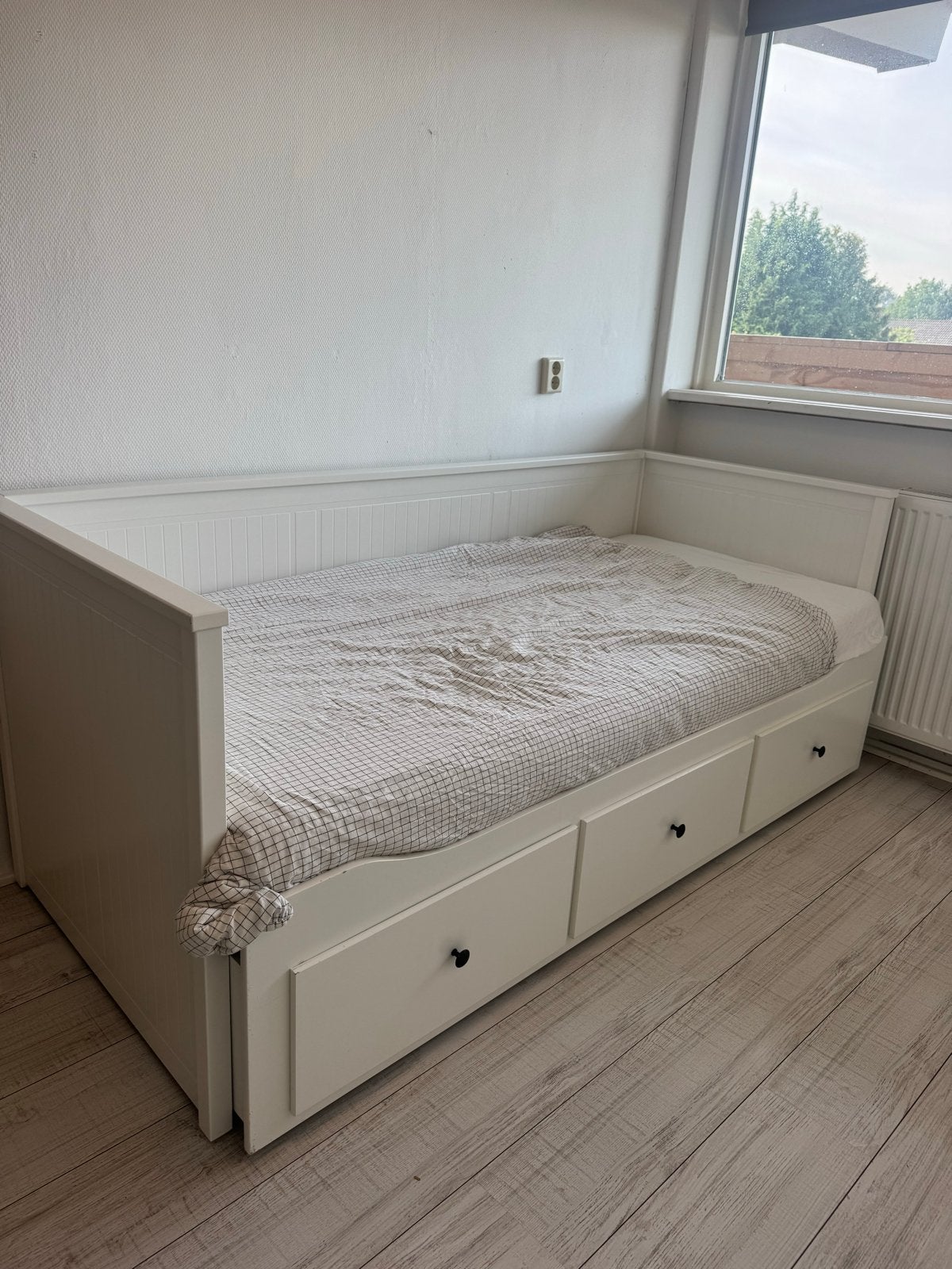 IKEA Hemnes bedbank wit met 3 lades, Eenpersoons, Wit, Ophalen of Verzenden, Zo goed als nieuw