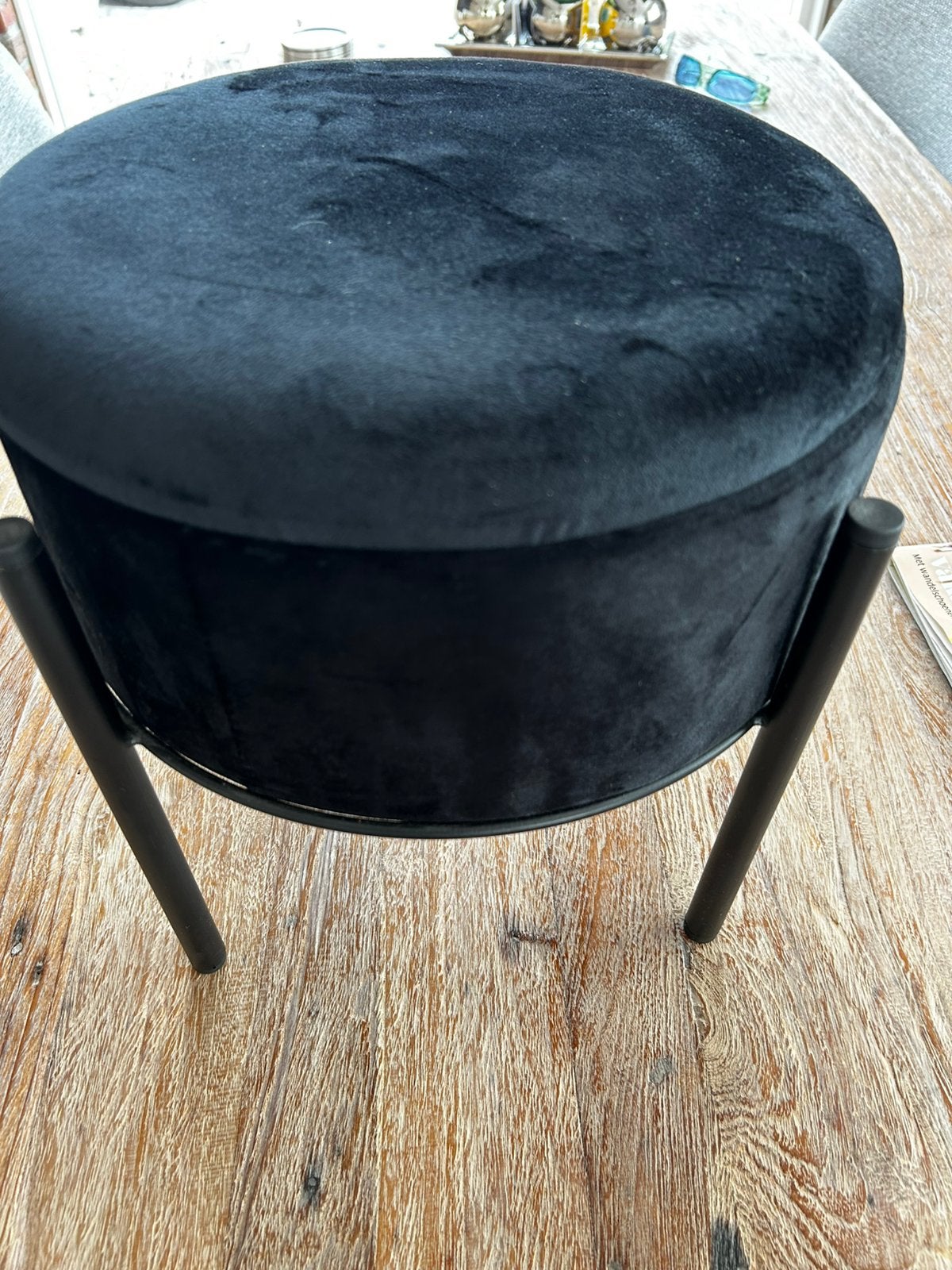 Leuk poef naai mandje, Ophalen, Zo goed als nieuw, Rond, Minder dan 50 cm