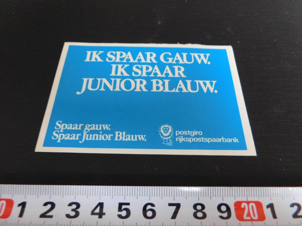 sticker postgiro rps ik spaar gauw ik spaar junior blauw, Ophalen, Zo goed als nieuw