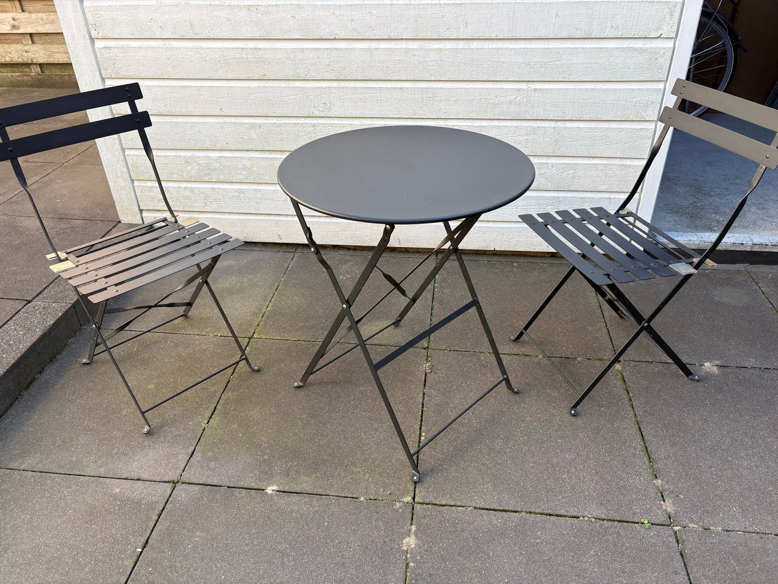 Bistro tuinset: ronde tafel met 2 stoelen, 2 zitplaatsen, Overige materialen, Gebruikt, Eettafel