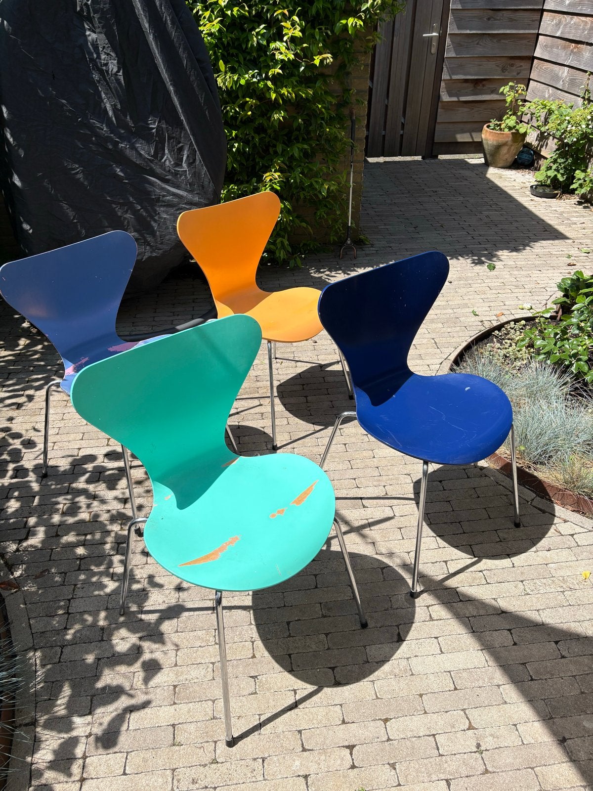 Set van 4 Fritz Hansen Vlinderstoelen - Diverse Kleuren, Huis en Inrichting, Ophalen, Gebruikt, Overige kleuren, Vier
