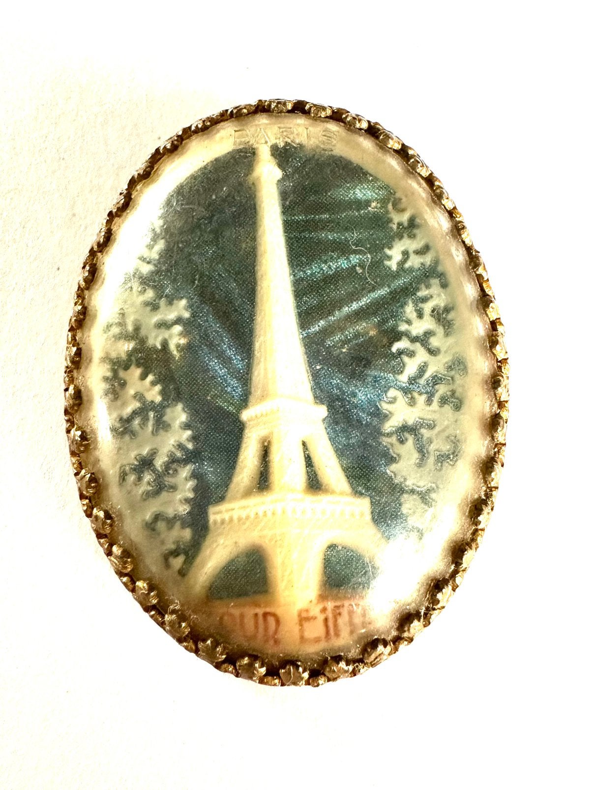Vintage broche Parijs Eiffeltoren, Ophalen of Verzenden, Gebruikt, Overige kleuren, Overige materialen