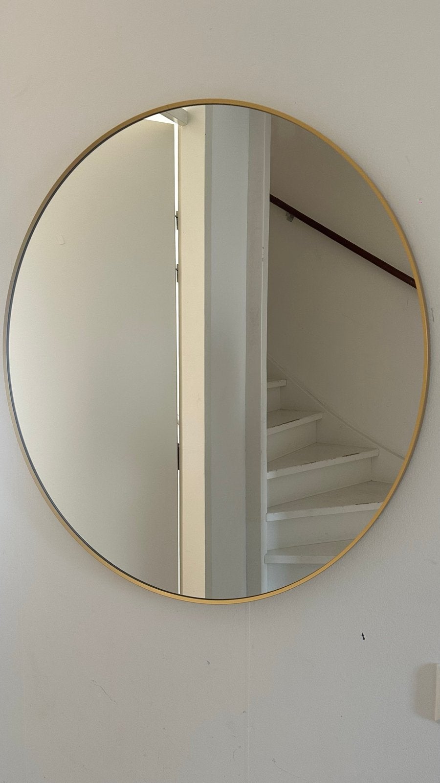 Ronde spiegel met gouden rand, Ophalen, Zo goed als nieuw, Rond, 50 tot 75 cm