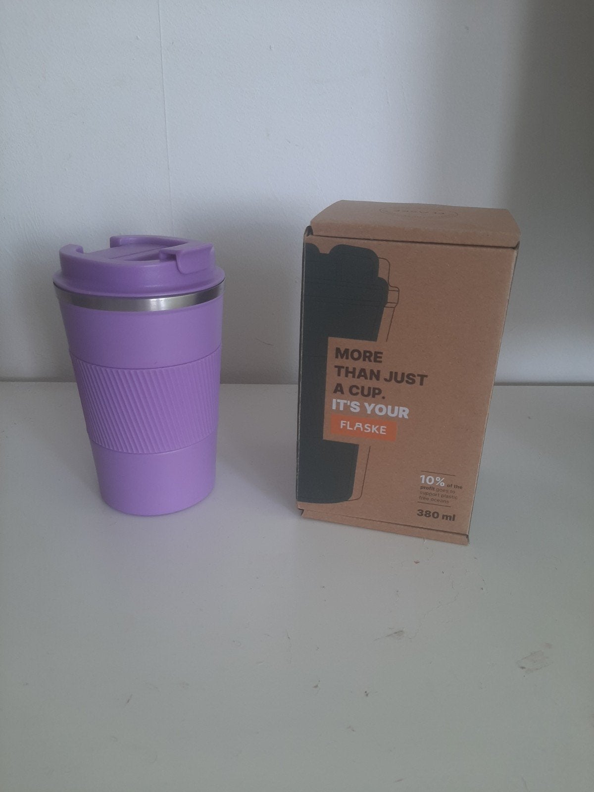 FlasKe thermosbeker - paars, 380 ml, Overige typen, Paars, Nieuw, Ophalen of Verzenden