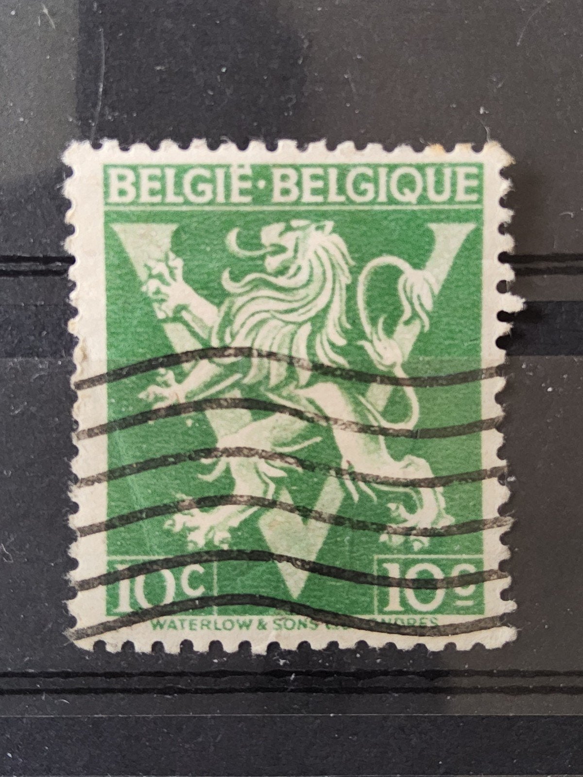 België 10c postzegel met leeuw, gestempeld, Met stempel, Verzenden, Frankeerzegel, Gestempeld