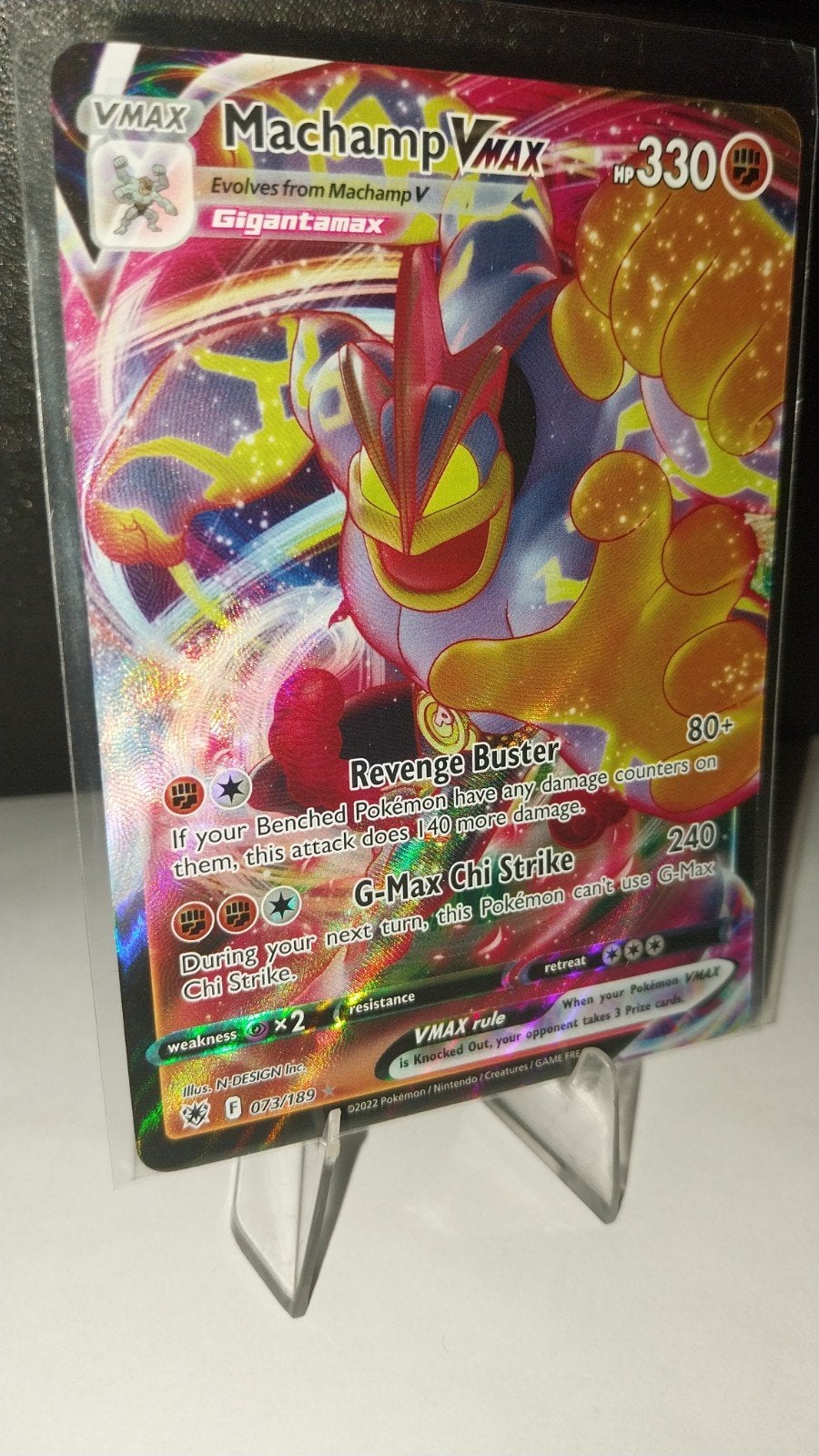 Machamp VMAX (073/189) - Astral Radiance Pokémon Kaart, Ophalen of Verzenden, Zo goed als nieuw, Losse kaart, Foil