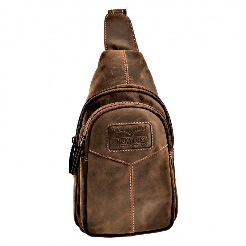 Hunters Crossbodytas Unisex Bruin Buffelleer Slingbag Inform, Verzenden, Nieuw, Esde2, Leer