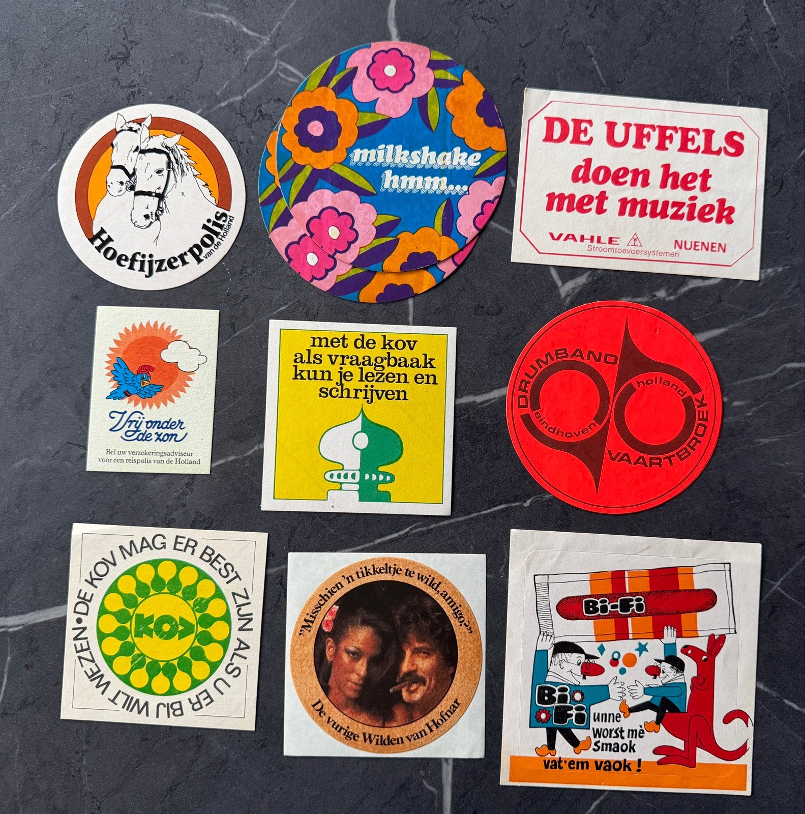 Vintage stickers uit de jaren '70 - Diverse ontwerpen, Ophalen of Verzenden, Gebruikt, Overige typen