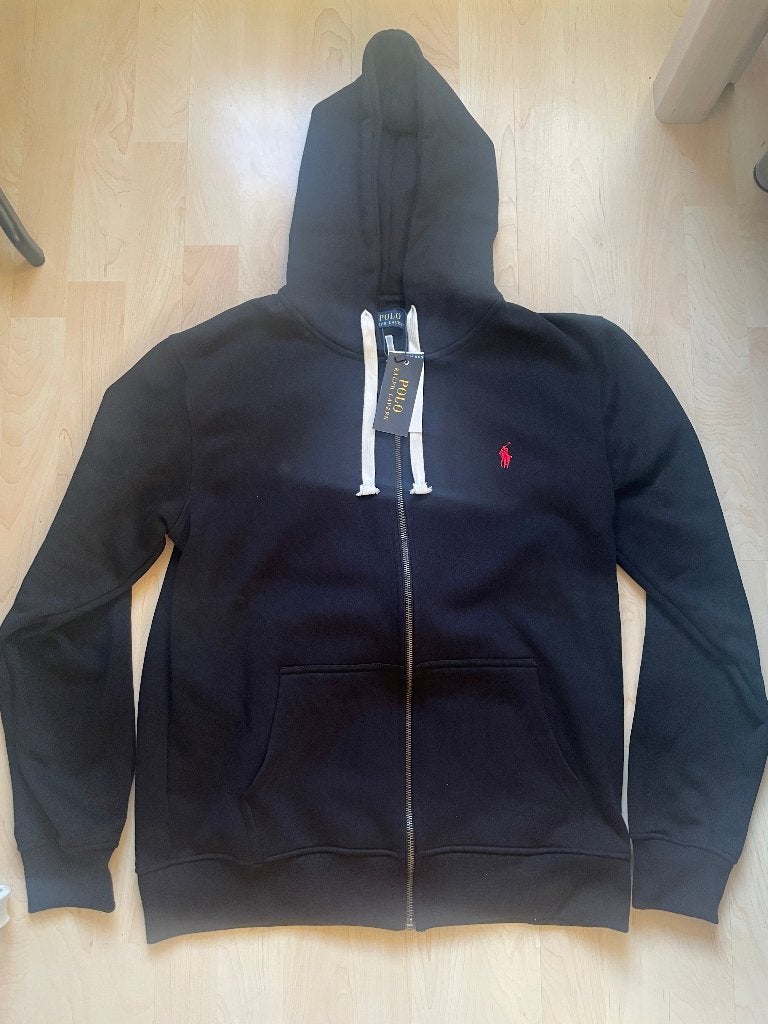 Ralph Lauren zip-up / vest / cardigan - black, red logo., Maat 52/54 (L), Zwart, Ralph Lauren, Nieuw