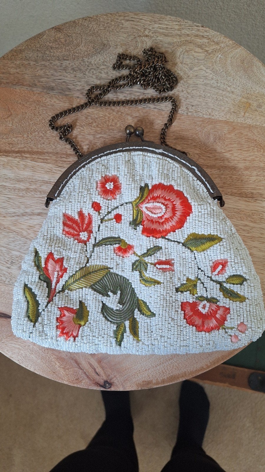 Nieuw kralen schoudertasje bloemen Mirasol, Ophalen of Verzenden, Nieuw, Wit, Schoudertasje