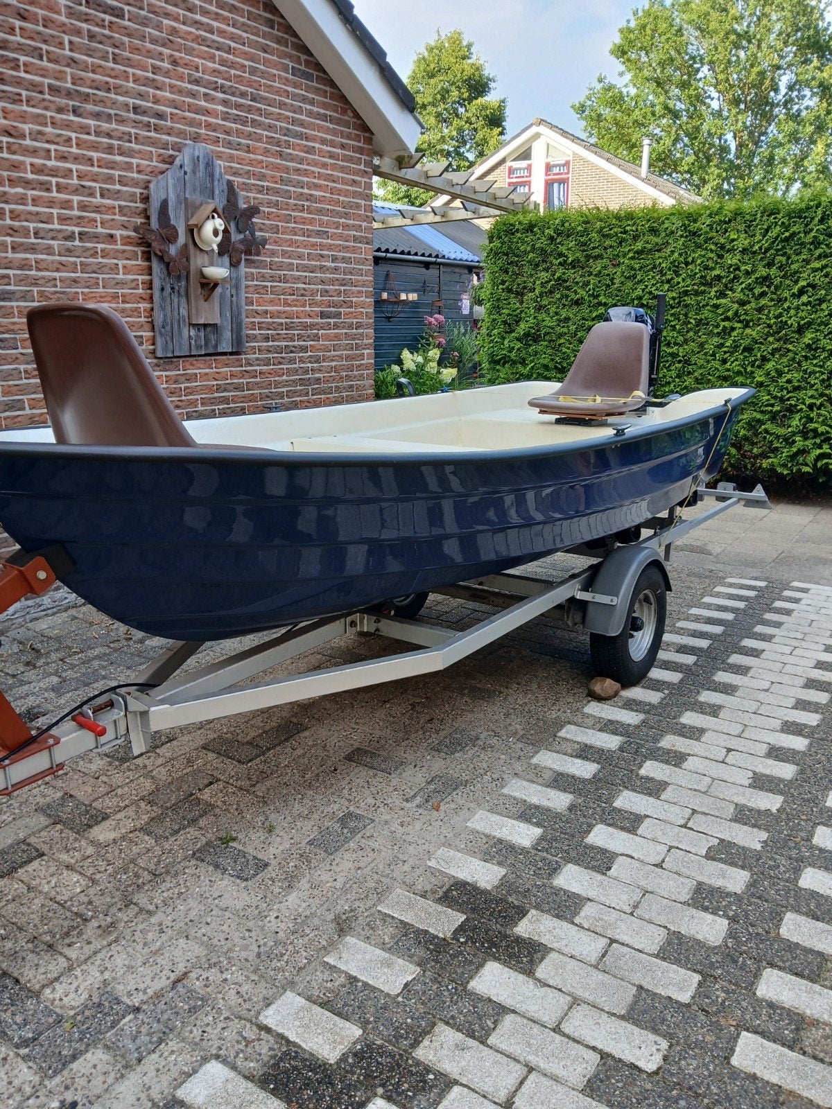 Polyester boot + kantel trailer met mercury 6 pk, Ophalen of Verzenden, Polyester, Benzine, Anker