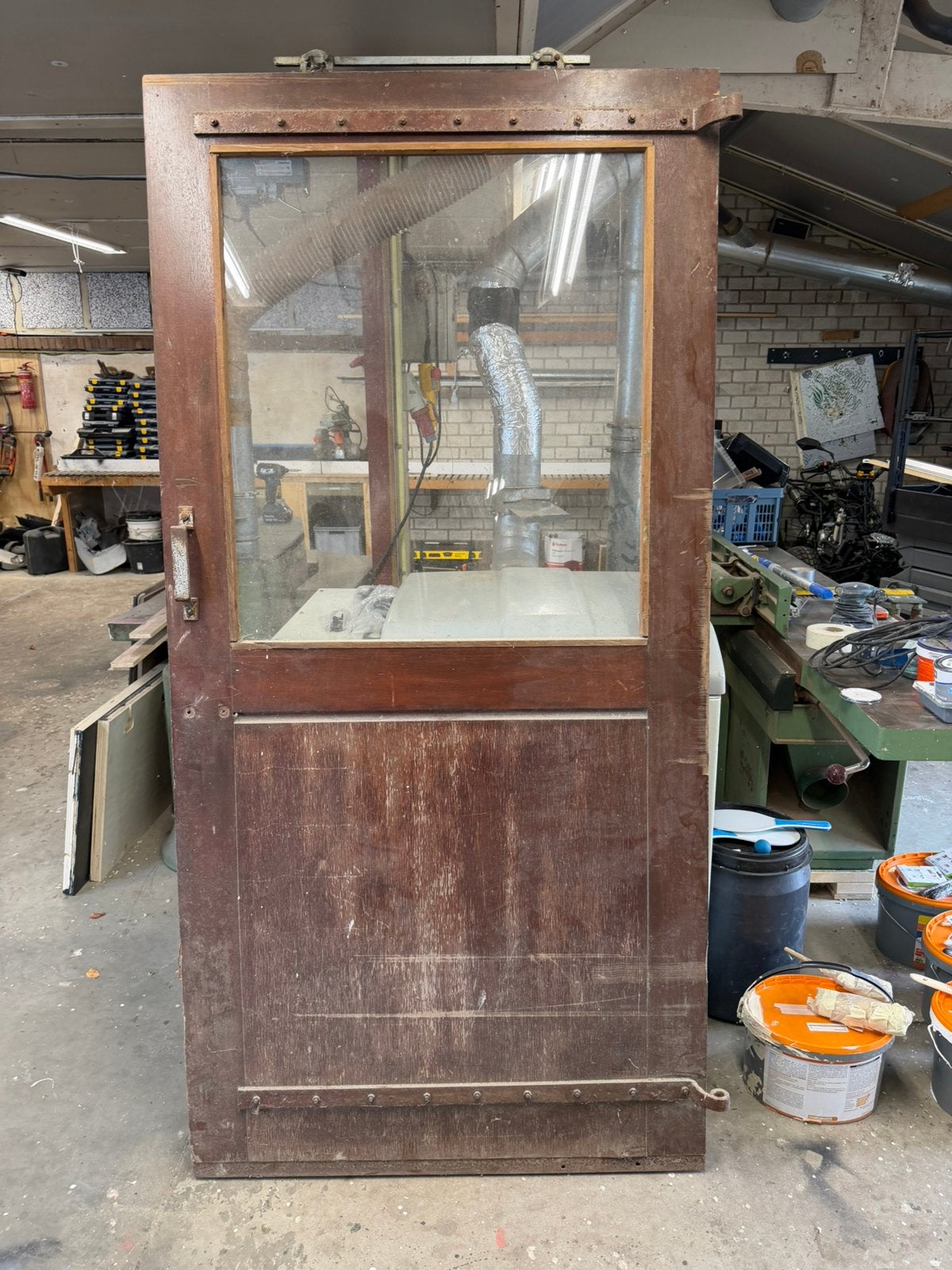 Stompe stal/schuurdeur/deur maranti, Ophalen, 200 tot 215 cm, Glas, Buitendeur