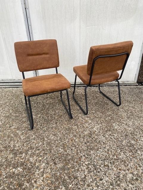 2 stuks microleder Bull camel cognac horeca stoelen nieuw, Huis en Inrichting, Stoelen, Ophalen, Twee, Bruin, Nieuw