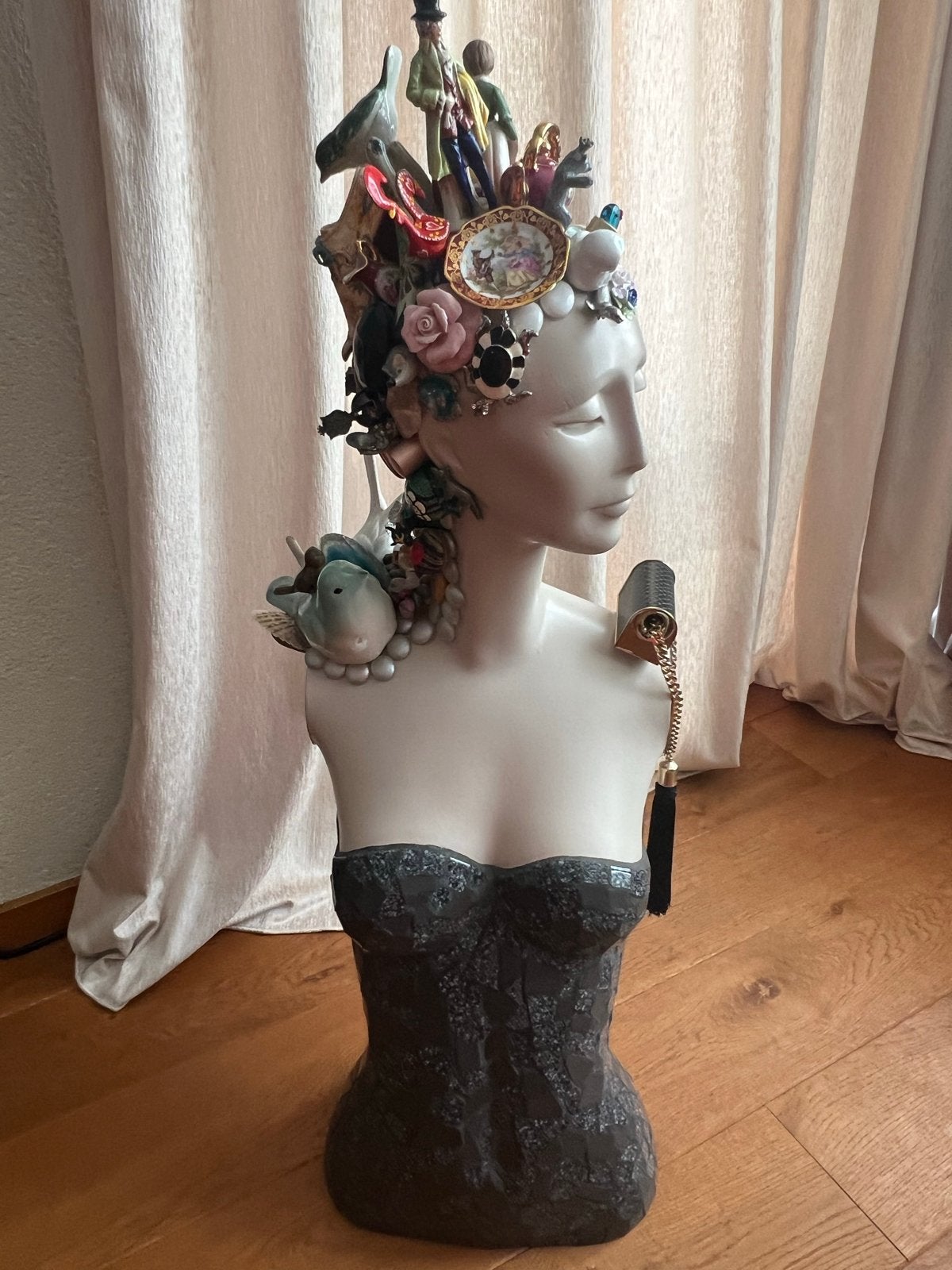 Unieke Vrouwen Buste Kunstwerk met Mozaïek Onderkant, Ophalen, Buste, 50 - 100 cm, Handgemaakt