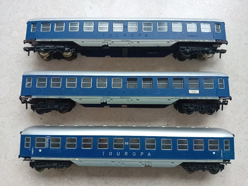 H0#516 Fleischmann 1509 (3x) Touropa rijtuig., Gebruikt, Gelijkstroom, Fleischmann, Wagon