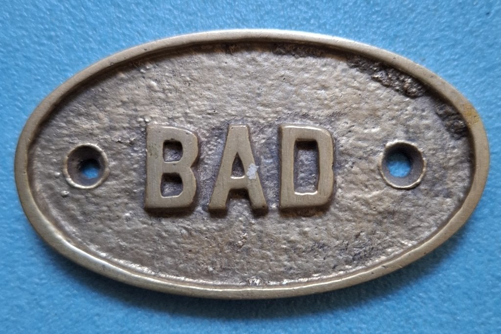 Messing Badkamer bordje met de tekst BAD, Ophalen of Verzenden